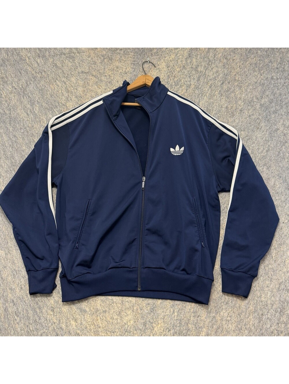 Adidas Originals Men’s 3XL Navy Blue Trefoil Track Jacket Full Zip 3 Stripe